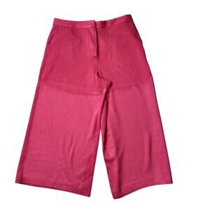 Massimo Dutti Wide-Leg Trousers Culottes Pants Flat Front Hot Pink Women’s 10